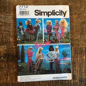 Simplicity Sewing Pattern 7712 11.5" Fashion Doll Barbie Wearable Art UNCUT